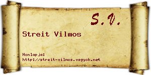 Streit Vilmos névjegykártya